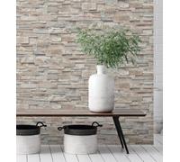 GAULAN 500127671 - Papel pintado vinílico lavable efecto imitación muro piedra pizarra con textura en relieve para pared salón cocina baño pasillo comedor - Muestra DIN A4