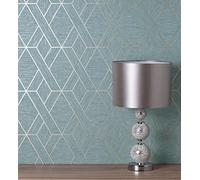 GAULAN 500681978 - Papel pintado vinílico lavable geométrico trenzado de líneas metalizadas imitando al textil para pared salón cocina baño comedor - Muestra DIN A4