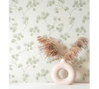 GAULAN 500682375 - Papel pintado vinílico lavable de flores japonesas verdes con textura en relieve para pared salón cocina baño dormitorio pasillo - Muestra DIN A4