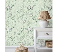 GAULAN 680928 - Papel pintado lavable de ramas flores y pájaros estilo romántico para pared salón cocina dormitorio comedor - Rollo de 10 m x 0,53 m