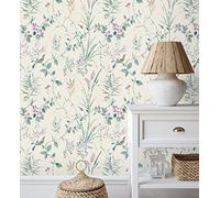 GAULAN 680930 - Papel pintado lavable de ramas flores y pájaros estilo romántico para pared salón cocina dormitorio comedor - Rollo de 10 m x 0,53 m