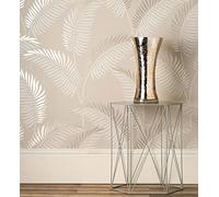 GAULAN 681287 - Papel pintado vinílico lavable tropical de hojas en relieve y detalles metalizados para pared salón cocina baño pasillo comedor - Rollo de 10 m x 0,53 m