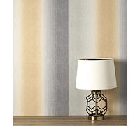 GAULAN 681319 - Papel pintado vinílico lavable de rayas mostaza y gris con textura en relieve para pared salón cocina baño pasillo comedor - Rollo de 10 m x 0,53 m