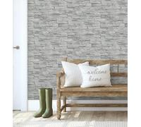 GAULAN 682660 - Papel pintado vinílico lavable de piedra pizarra gris con textura en relieve para pared salón cocina baño dormitorio pasillo - Rollo de 10 m x 0,53 m