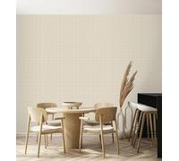 GAULAN 683190 - Papel pintado vinílico de espigas efecto fibra vegetal beige con textura en relieve para pared salón cocina baño dormitorio pasillo - Rollo de 10 m x 0,52 m
