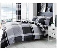 Gaveno Cavailia GC Juego de Funda de edredón a Cuadros para Cama Individual | Juego de Ropa de Cama de polialgodón con Funda de Almohada | Fundas de edredón extraíbles (135 x 200 cm) | Gris