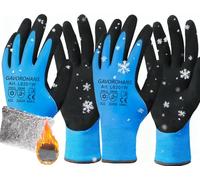GAVOROHANS 2 pares de guantes de trabajo térmicos impermeables para invierno, forro polar de agarre superior, doble revestimiento de látex para jardín, logística, almacenamiento en climas fríos y