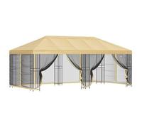 Gazebo Con Paredes Laterales 6 X 3 M Crema Poliéster Y Acero Vidaxl