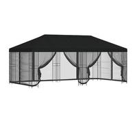 Gazebo Con Paredes Laterales 6 X 3 M Negro Poliéster Y Acero Vidaxl