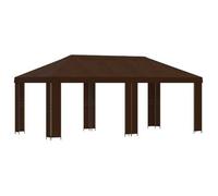 Gazebo De Jardín 6 X 3 M Marrón Poliéster Y Acero 190 Vidaxl