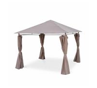 Gazebo de jardín con cortinas 3x3m pardo - 299x299x262 cm