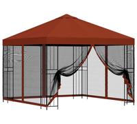 Gazebo de jardín con paredes laterales 3 x 3 m Terracota