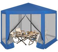 Gazebo para exteriores Rootz: Pabellón de jardín, refugio protector, protección contra rayos UV y sombra, mosquitera transpirable, montaje fácil. Dimensiones: 380 cm x 250 cm x 328 cm