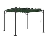 Gazebo Verde 3x3x2,14 m Aluminio Lona Poliéster | Techo con cuchillas ajustables, revestimiento PA repelente al agua, uso versátil, mantenimiento simple