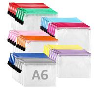 GBACHOOSE Lote de 40 Portadocumentos Bolsas Impermeables, A6, con Cremallera, para Archivos, Papel, Deberes, Utensilios de Viaje, Cosméticos (10 Colores)