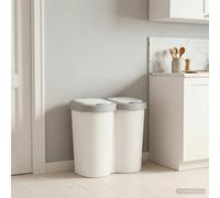 GBCDSWBR Cubo de basura de polipropileno, 49,5 x 30 x 46,5 cm, color blanco | Diseño minimalista moderno, robusto y ligero, resistente a grasas y aceites