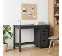 GBCDSWBR Juego de escritorio Moss con contenedor con ruedas, 112 x 50 cm, mesa de trabajo moderna de madera de pino, gris, mesa de oficina estable con 4 cajones y ruedas