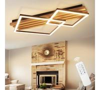 GBLY Plafoniera a LED dimmerabile in legno: Moderna plafoniera quadrata da | 55 cm, design geometrico, 36 W, telecomando, per camera da letto, cucina, sala da pranzo e ufficio