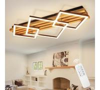 GBLY Plafoniera a LED dimmerabile in legno: Plafoniera quadrata nera da 70 | cm, illuminazione moderna per camera da letto, 46 W, per soggiorno, camera da letto, cucina, corridoio e ufficio
