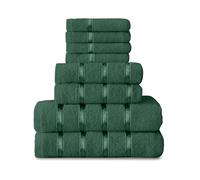 GC GAVENO CAVAILIA Juego de 8 Toallas de algodón Egipcio, Toalla de Cara, Toalla de Mano, Toalla de Baño, Toallas de Secado Rápido y Altamente Absorbentes, Color Verde Oscuro