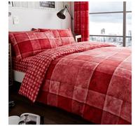 GC GAVENO CAVAILIA Juego de Funda de edredón a Cuadros, cálido y Acogedor Juego de Ropa de Cama a Cuadros tamaño King con Fundas de Almohada, Color Rojo (230 x 220cm)