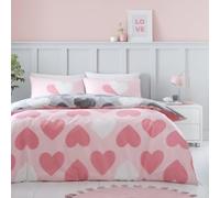GC GAVENO CAVAILIA Juego de Funda de edredón Individual (150 x 200 cm), Ropa de Cama Reversible y Ropa de Cama de polialgodón, Funda de edredón de Corazones, Color Rosa y carbón