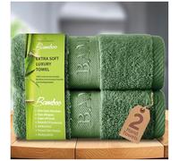 GC GAVENO CAVAILIA Paquete de 2 Toallas de Mano de bambú, Toallas de baño Altamente absorbentes de 500 g/m² (50 x 80 cm), 60% bambú, 40% algodón, Extra Suaves, Color Verde