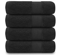GC GAVENO CAVAILIA Toalla de Mano 700 g/m², Extra Absorbente, Paquete de 4 Toallas 100% algodón Hilado en Anillo, Egipcio, Negro, 50 x 85 cm