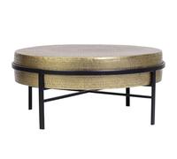 GC GINER & COLOMER Mesa de Centro Redonda con Tapa de Bronce - Base Metálica en Negro - Diseño Contemporáneo de Perfil Bajo - 37 x 82 x 82 cm
