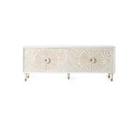 GC GINER & COLOMER Mueble TV en Madera de Mango Blanco con toques Dorados