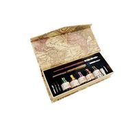 GC QUILL Set Plumas de Caligrafía,1 Plumas de Madera y 1Plumas Cristal con 5 Plumines Adicionales y Tinta, Titular de la Pluma para Arte, Escritura, Firma, Decoración, Regalo GC-LL19