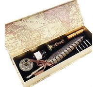 GC QUILL Set Plumas de Caligrafía Plumas Vintage con 5 Plumines Adicionales y Tinta, Soporte para Bolígrafos Sello y Cera para Arte, Escritura, Firma, Decoración, Regalo GC-LL66