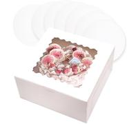 Gcardist Caja para Tartas 25,4 x 25,4 x 12,7 cm - 5 Juegos de Cajas Blancas Con Ventana y 5 Tablas Redondas de 25,4 cm - Recipiente para Pasteles (10 x 10 x 5)