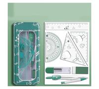 GddOGUK Juego de brújula geométrica 8 en 1, Bonita brújula matemática con Reglas, transportador y Borrador, Kit de matemáticas for útiles Escolares for Estudiantes, brújula de Dibujo(Groen)