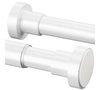 GDEVKHN 1 barra de cortina de ducha sin taladrar, barra telescópica extensible de acero inoxidable, barra de cortina de ducha para armario, baño, balcón, cortina de ducha (185-250 cm, φ25 mm, Blanco)