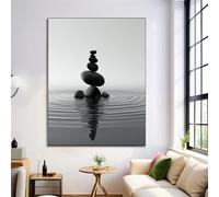 GDJSMIN Cuadros Decoracion Dormitorios Grandes, 30×40 cm Diseño Simple lienzos Decorativos Pared Salon, Cuadros Decoracion Pared Diseño De Piedra Zen, Gris Wall Art Comedor Pasillo Baño