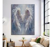 GDJSMIN Cuadros Decoracion Dormitorios Grandes, 60×90 cm Estilo Fantasía lienzos Decorativos Pared Salon, Cuadros Decoracion Pared Alas De Ángel Blancas, Azul Claro Wall Art Comedor Pasillo Baño