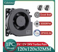 Gdstime-ventilador Turbo centrífugo sin escobillas, ventilador de 120MM, 24V CC, Enfriador de doble bola de 120MM x 32MM para parrilla de barbacoa, refrigeración Industrial 5V Dual Ball USB