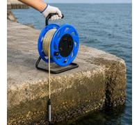 Geacdvre Cinta Métrica de Acero para Pozos Profundos 10-300 m, Medidor de Nivel de Agua con Sonda de Acero Inoxidable 316L, Indicador Electrónico con Señal Acústica y Luz para Medición(Blue,100m)