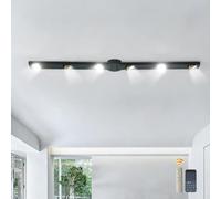 GEADI Plafon LED Techo 120 cm, Lámpara de techo Negra con Mando, 30 W Plafones de Techo Modernos Regulable para Salón, Dormitorio, Cocina, Comedor, Pasillo