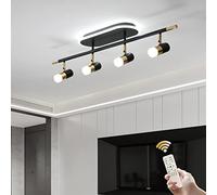 GEADI Plafon LED Techo Moderno, 90CM Lampara de Techo Regulable, 4-Ajustable Focos LED Interior Techo, Largo Lamparas de Techo Negro para Salón, Comedor, Dormitorio, Cocina, Comedor