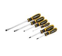 GearWrench 80050H Juego de destornilladores Phillips®/ranurados de doble material, antideslizantes, con punta de óxido negro, 6 piezas