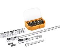 GearWrench 81032 Broca de 1/4" 6 Pt. Juego de Herramientas Mecánicas Estándar de Cabezal Delgado,45 Piezas