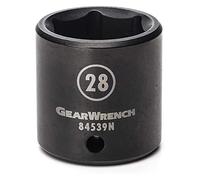 Gearwrench 84539 N 1/2 "Drive 6 Punto Estándar para llaves de impacto (28 mm), color negro
