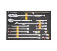 GearWrench 86522 Juego de herramientas de trinquete y accionamiento 90T de 1/2" con bandeja de espuma EVA, 16 piezas