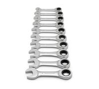 GearWrench 9520D Juego de llaves de boca cortas métricas con carraca de 72 dientes y 12 puntas, 10 piezas