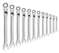 GearWrench Juego de 12 piezas, 12 puntos Juego de 12 llaves combinadas de trinquete de cabeza flexible de bloqueo de 12 puntos, métricas, 85698