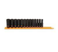 GEARWRENCH Juego de 13 llaves de vaso de impacto profundo métricas de alta visibilidad de 6 puntos de 3/8 pulgadas | 84914H