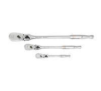 GearWrench Juego de 3 trinquetes de lágrima con cabeza flexible de bloqueo de 90 dientes de 1/4", 3/8" y 1/2" - 81276T