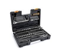 GEARWRENCH Juego de herramientas manuales mecánicas SAE/MM de 1/4 pulgadas, 3/8 pulgadas, 121 piezas